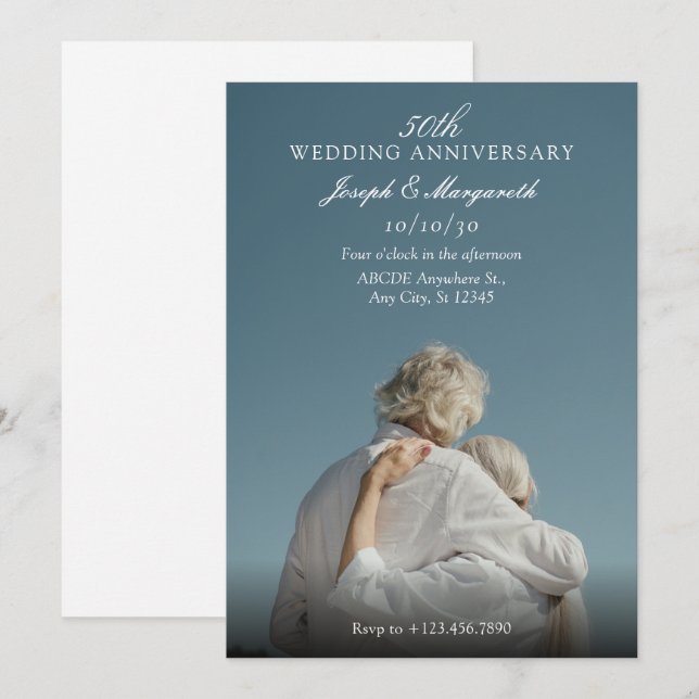 Modernes, minimalistisches Hochzeitstag zum Foto Einladung (Vorne/Hinten)
