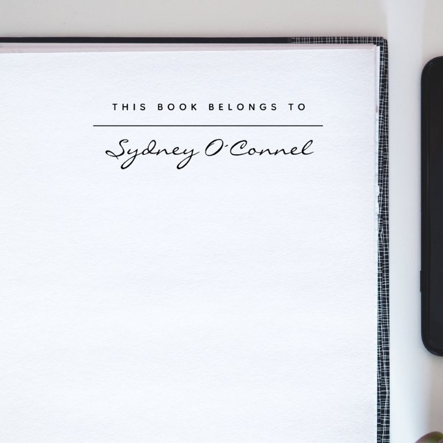 Modernes Minimalistisches Individuelle Name-Biblio Gummistempel (Modern Minimalist Script Custom Name Library Book Rubber Stamp)