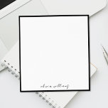 Modernes minimalistisches Kalligrafie-Monogramm Notizblock<br><div class="desc">Erstellen Sie Ihr eigenes individuelles Notizbuch mit personalisiertem Monogramm-Namen in moderner Kalligrafie-Typografie neben minimalistischer schwarzer Randgestaltung.</div>
