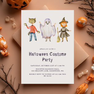 Modernes Minimalistisches Kids Halloween-Kostüm-Pa Einladung