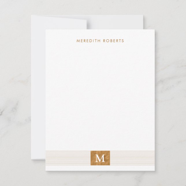 Modernes, Minimalistisches Kupferfolienmonogramm Mitteilungskarte (Vorderseite)