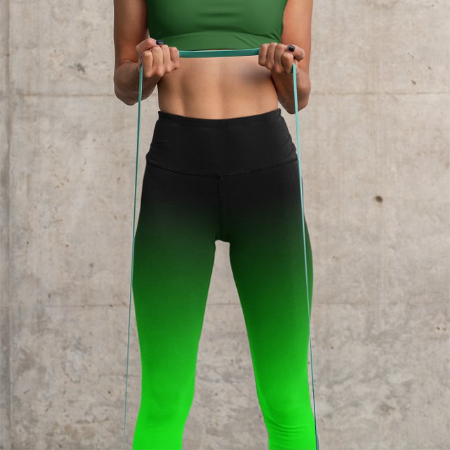 Modernes Minimalistisches Limones Schwarz Capri Leggings (Black Lime Green Gradient Capri Leggings)