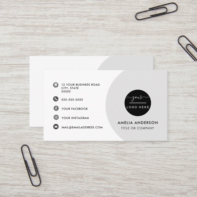 Modernes Minimalistisches Logo | Benutzerspezifisc Visitenkarte (Vorderseite/Rückseite Beispiel)