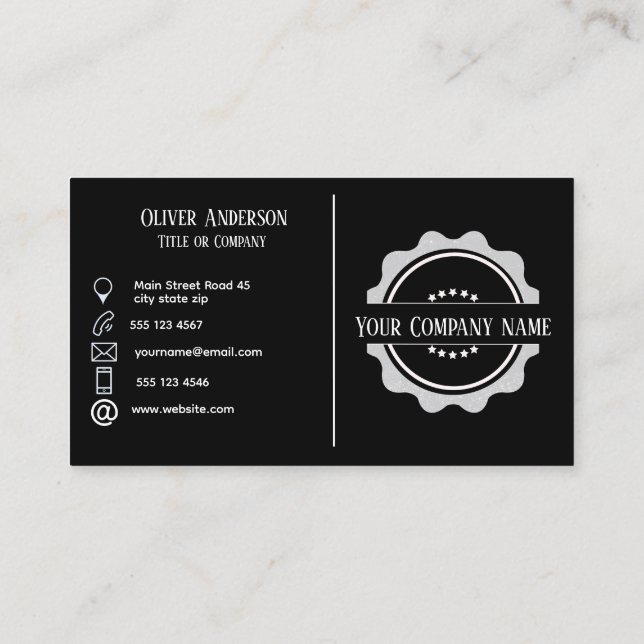Modernes, minimalistisches Logo in schwarz und wei Visitenkarte (Rückseite)