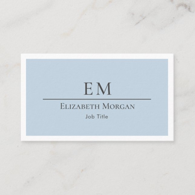 Modernes Minimalistisches Logo Light Blue Gray Ein Visitenkarte (Vorderseite)