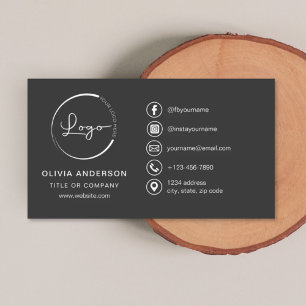 Modernes Minimalistisches Logo mit Social Media Ic Visitenkarte
