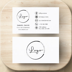 Modernes Minimalistisches Logo mit Social Media Ic Visitenkarte