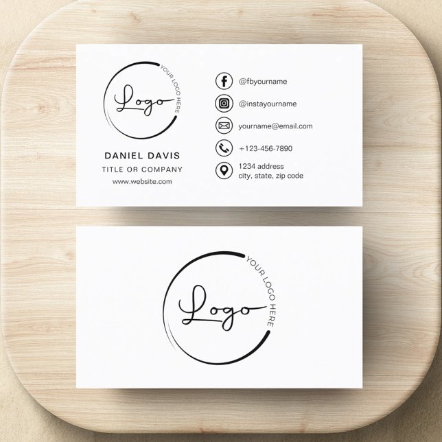 Modernes Minimalistisches Logo mit Social Media Ic Visitenkarte (Von Creator hochgeladen)