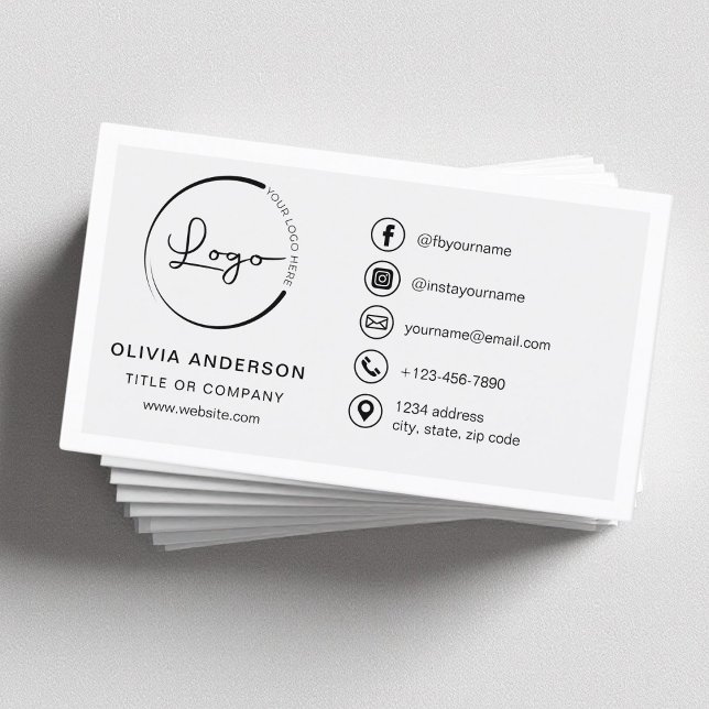 Modernes Minimalistisches Logo mit Social Media Ic Visitenkarte (Von Creator hochgeladen)