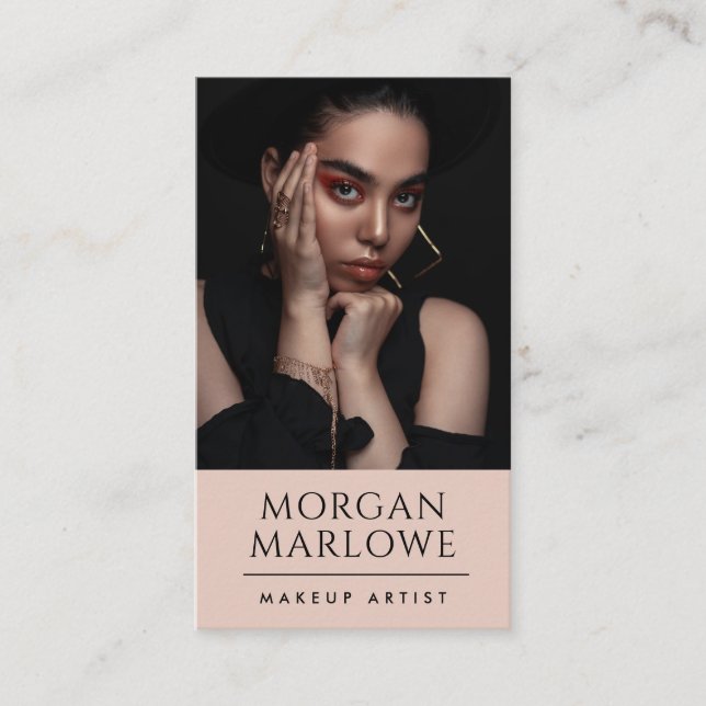 Modernes Minimalistisches Makeup Artist Foto Visitenkarte (Vorderseite)