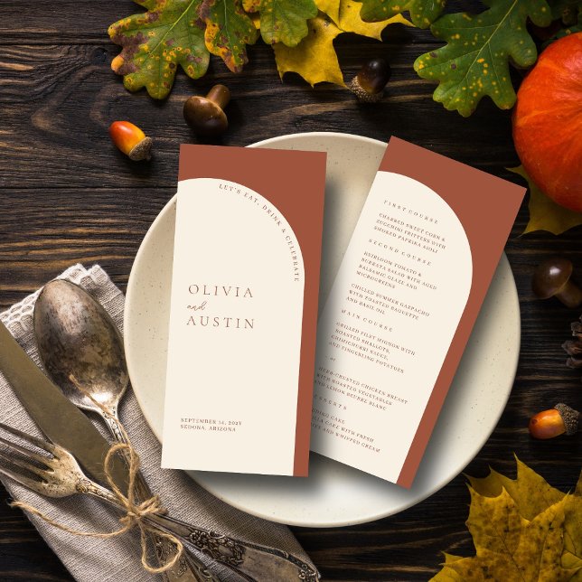 Modernes Minimalistisches Menü auf der Terracotta  Menükarte (Von Creator hochgeladen)