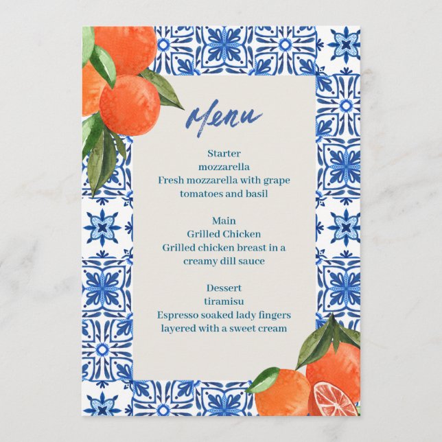 Modernes Minimalistisches Menü Menükarte (Vorderseite)