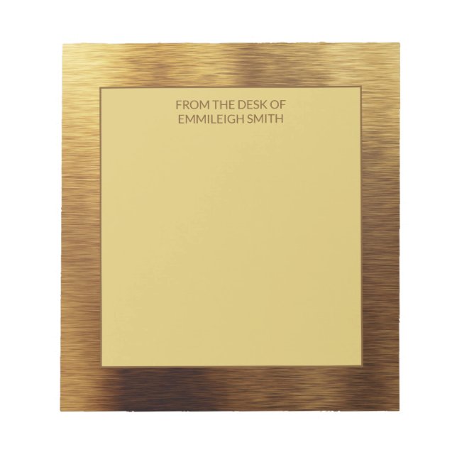 Modernes Minimalistisches Metallisches Gold von de Notizblock (Vorderseite)