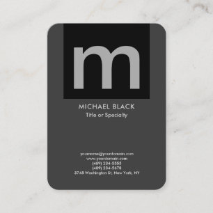 Modernes, minimalistisches mit Monogramm Grauschwa Visitenkarte