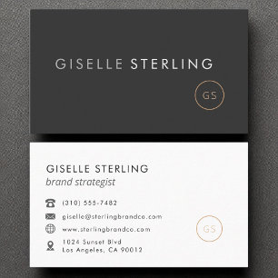 Modernes, Minimalistisches Monogram, Luxus Black Visitenkarte