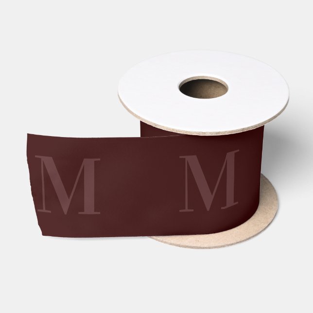 Modernes Minimalistisches Monogramm 3 in Deep Burg Satinband (Spule)