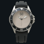 Modernes Minimalistisches Monogramm Armbanduhr<br><div class="desc">Moderne Sporty Monogram Einfache Beige Schwarz Monogram Emblem Minimal Classic Block Typografie</div>