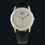 Modernes Minimalistisches Monogramm Armbanduhr<br><div class="desc">Modernes Minimalistisches Monogramm Schwarz Beige Monogramm Emblem Classic Blocktypografie Monogramm</div>