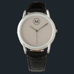 Modernes Minimalistisches Monogramm Armbanduhr<br><div class="desc">Modernes Minimalistisches Monogramm Schwarz Beige Monogramm Emblem Classic Blocktypografie Monogramm</div>
