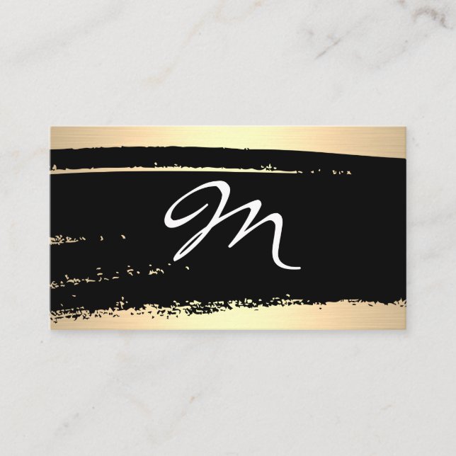 Modernes Minimalistisches Monogramm auf Schwarz/Go Visitenkarte (Vorderseite)