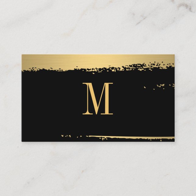 Modernes Minimalistisches Monogramm auf Schwarz/Go Visitenkarte (Vorderseite)