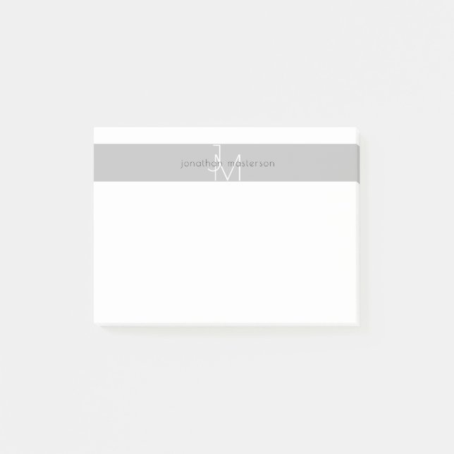 Modernes Minimalistisches Monogramm Beruflich Post-it Klebezettel (Vorderseite)