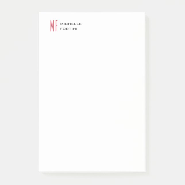 Modernes Minimalistisches Monogramm Erstweises Sch Post-it Klebezettel (Vorderseite)
