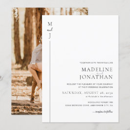 Modernes Minimalistisches Monogramm-Foto Hochzeit  Einladung