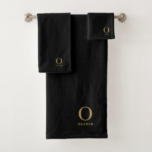 Modernes Minimalistisches Monogramm-Gold Badhandtuch Set