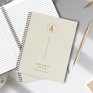 Modernes minimalistisches Monogramm Gold und Creme Notizbuch