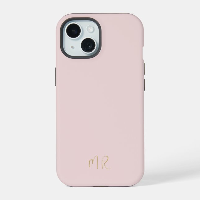 Modernes Minimalistisches Monogramm iPhone 15 Hülle (Rückseite)
