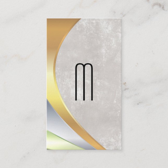 Modernes Minimalistisches Monogramm | Metallschich Visitenkarte (Vorderseite)
