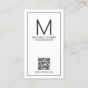 Modernes Minimalistisches Monogramm mit Qr Code Bu Visitenkarte