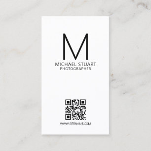 Modernes Minimalistisches Monogramm mit Qr-Code Visitenkarte