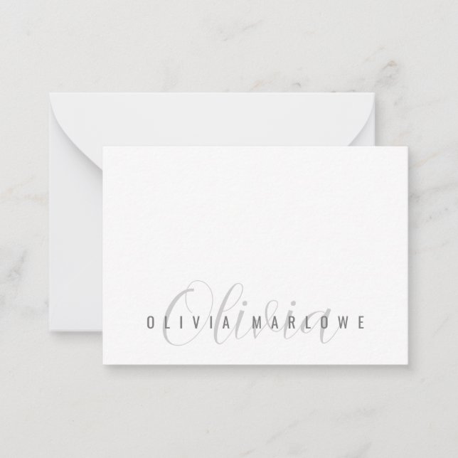 Modernes Minimalistisches Monogramm Mitteilungskarte (Vorderseite)