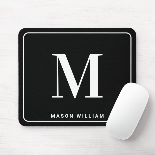 Modernes minimalistisches Monogramm & Name - Stilv Mousepad (Mit Mouse)