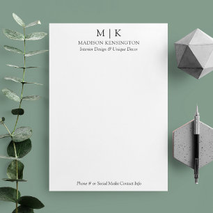 Modernes Minimalistisches Monogramm- oder Add-Logo Briefbogen