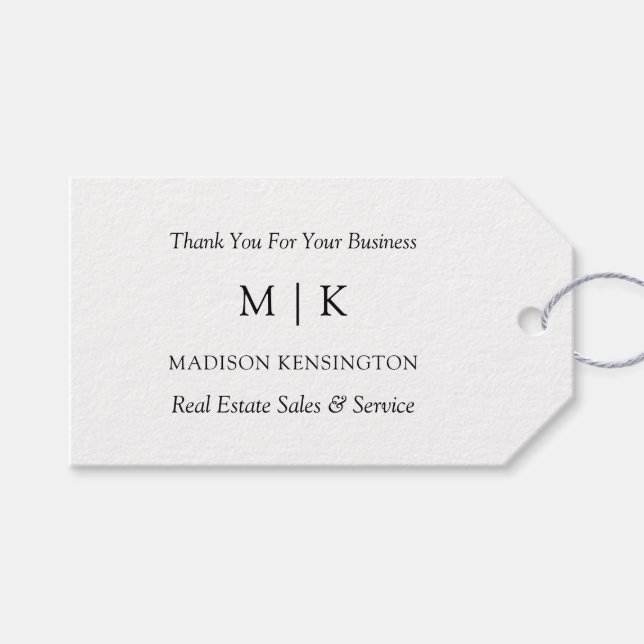 Modernes Minimalistisches Monogramm- oder Add-Logo Geschenkanhänger (Vorderseite (Horizontal))