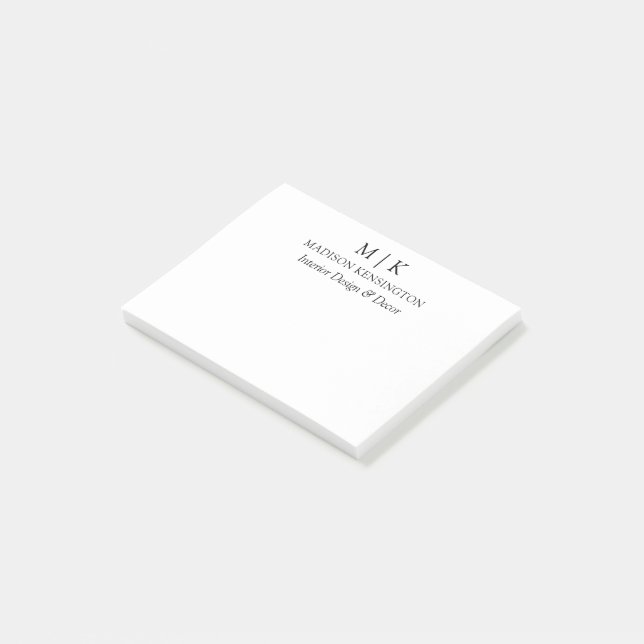 Modernes Minimalistisches Monogramm- oder Add-Logo Post-it Klebezettel (angewinkelt)