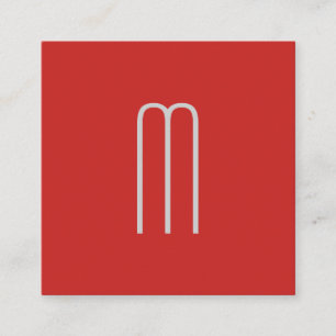 Modernes Minimalistisches Monogramm Rotes Schwarz Quadratische Visitenkarte