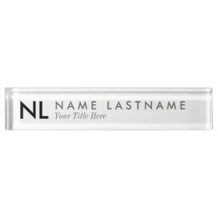 Modernes Minimalistisches Monogramm-weißes Namensplakette