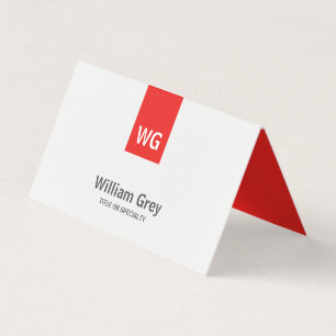 Modernes Minimalistisches Monogramm weißes Rot Visitenkarten