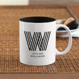 Modernes minimalistisches Monogramm Zweifarbige Tasse