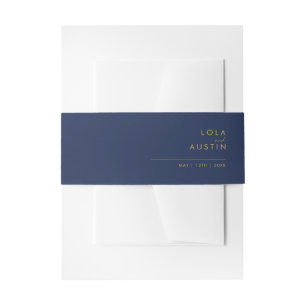 Modernes Minimalistisches Navy Blue   Gold Einladungsbanderole