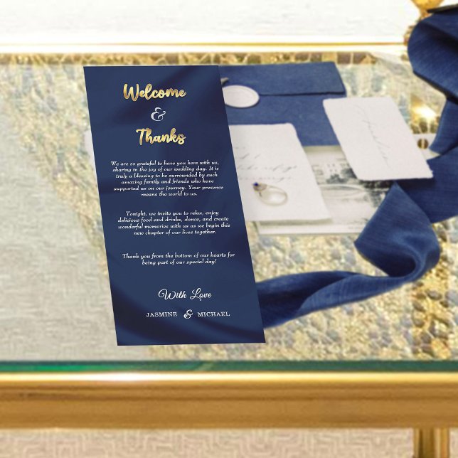 Modernes Minimalistisches Navy Blue & Gold Herzlic (Von Creator hochgeladen)