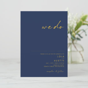 Modernes Minimalistisches Navy Blue Gold wir Hoc Einladung