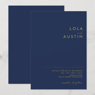 Modernes Minimalistisches Navy Blue Lässige Hoch Einladung