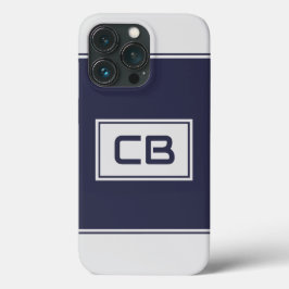 Modernes Minimalistisches Navy Blue Monogram Case-Mate iPhone Hülle