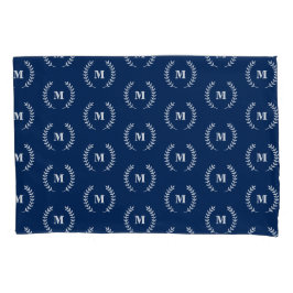Modernes Minimalistisches Navy Blue Monogram Muste Kissenbezug