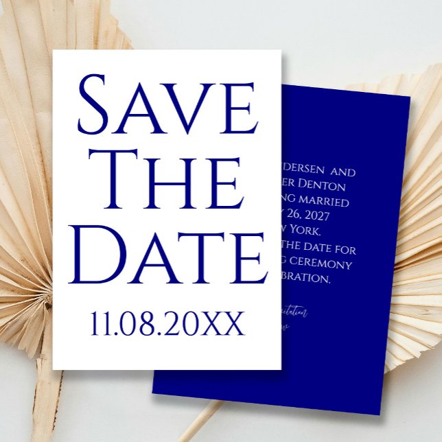 Modernes Minimalistisches Navy Blue Save the Date Einladung (Von Creator hochgeladen)